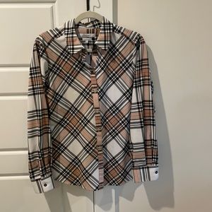 Plaid blouse with “Burberry” plaid pattern